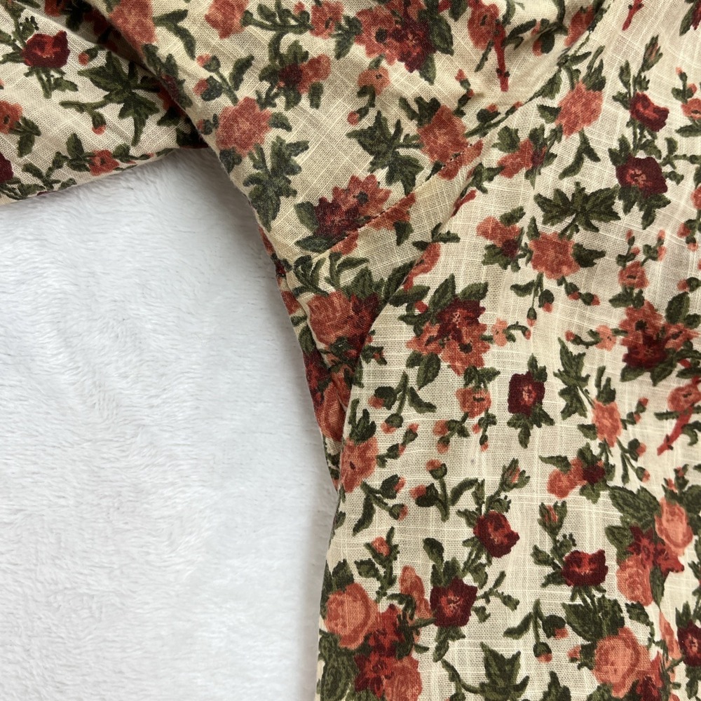 Free People Puff Sleeve Button Front Blouse Womens Medium Floral Cottagecore - Picture 14 of 14